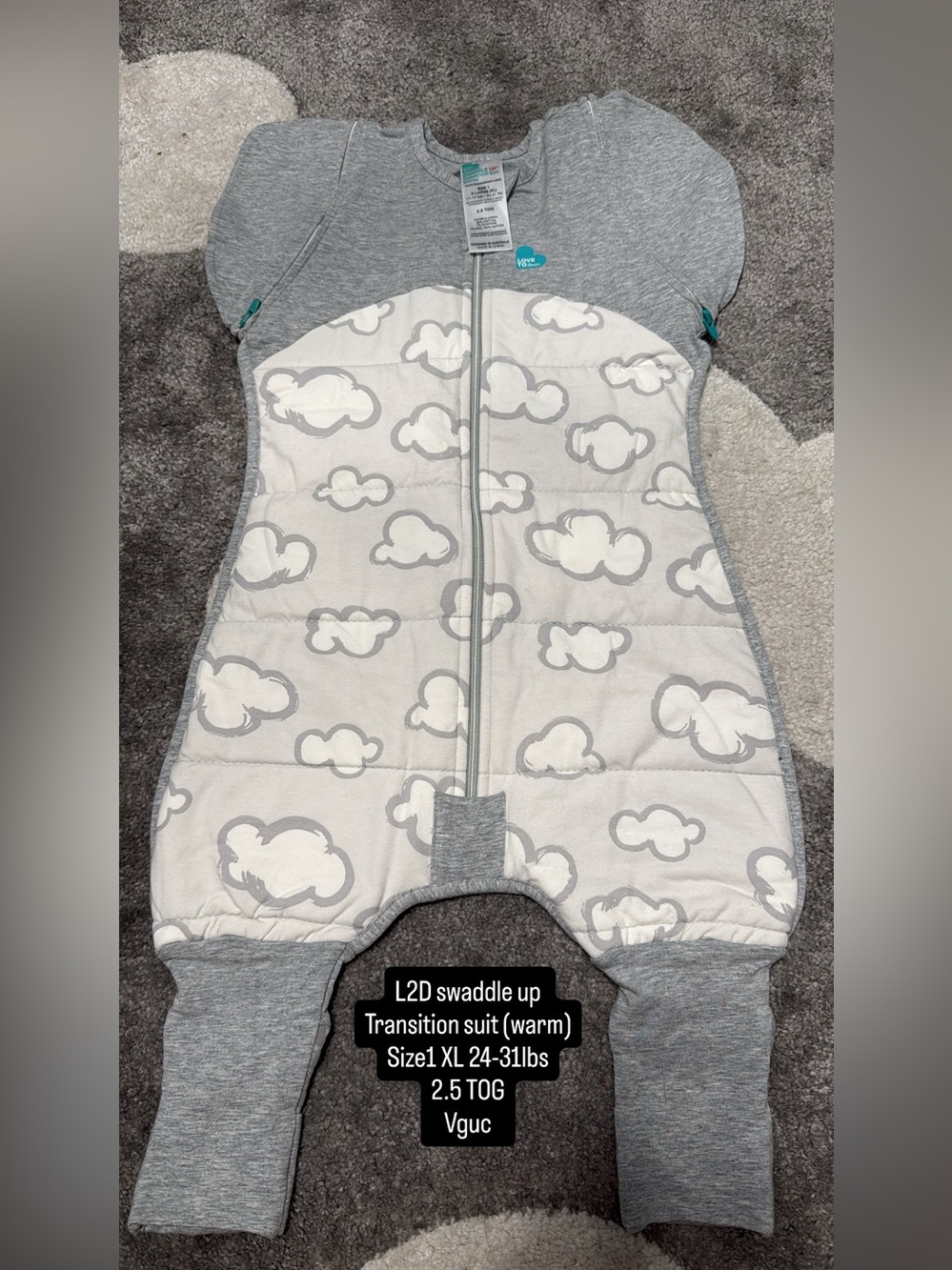 Love to dream Grey and White Cloud Transition Sleep Sack